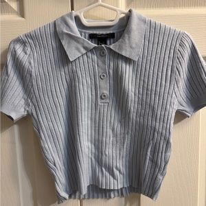 Forever 21 Light Blue Cropped Polo Size Small